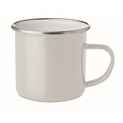 Taza vintage esmaltada publicitaria